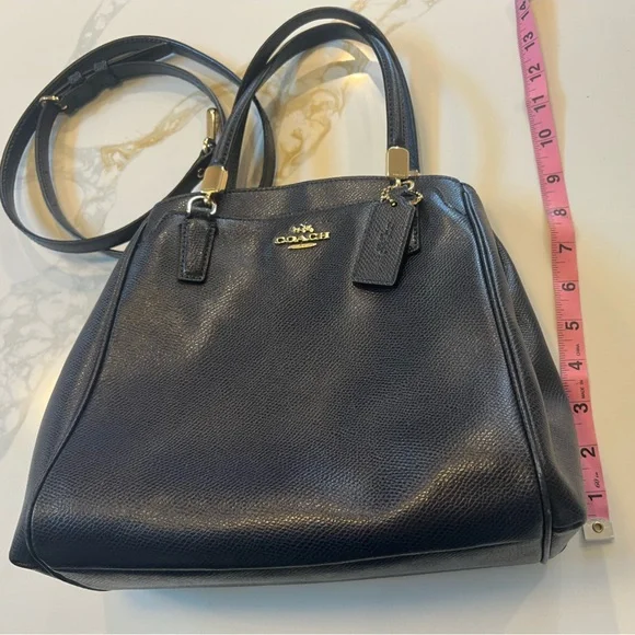 Coach Blue and Gold Leather Satchel Crossbody, with Structured Design EUC - Picture 8 of 14